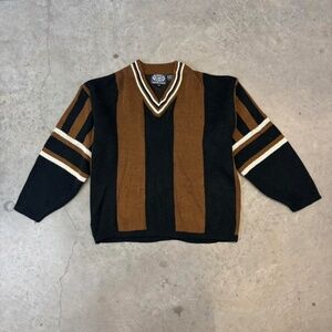 Point Zero Men's Brown and Black Knitted Sweatshirt